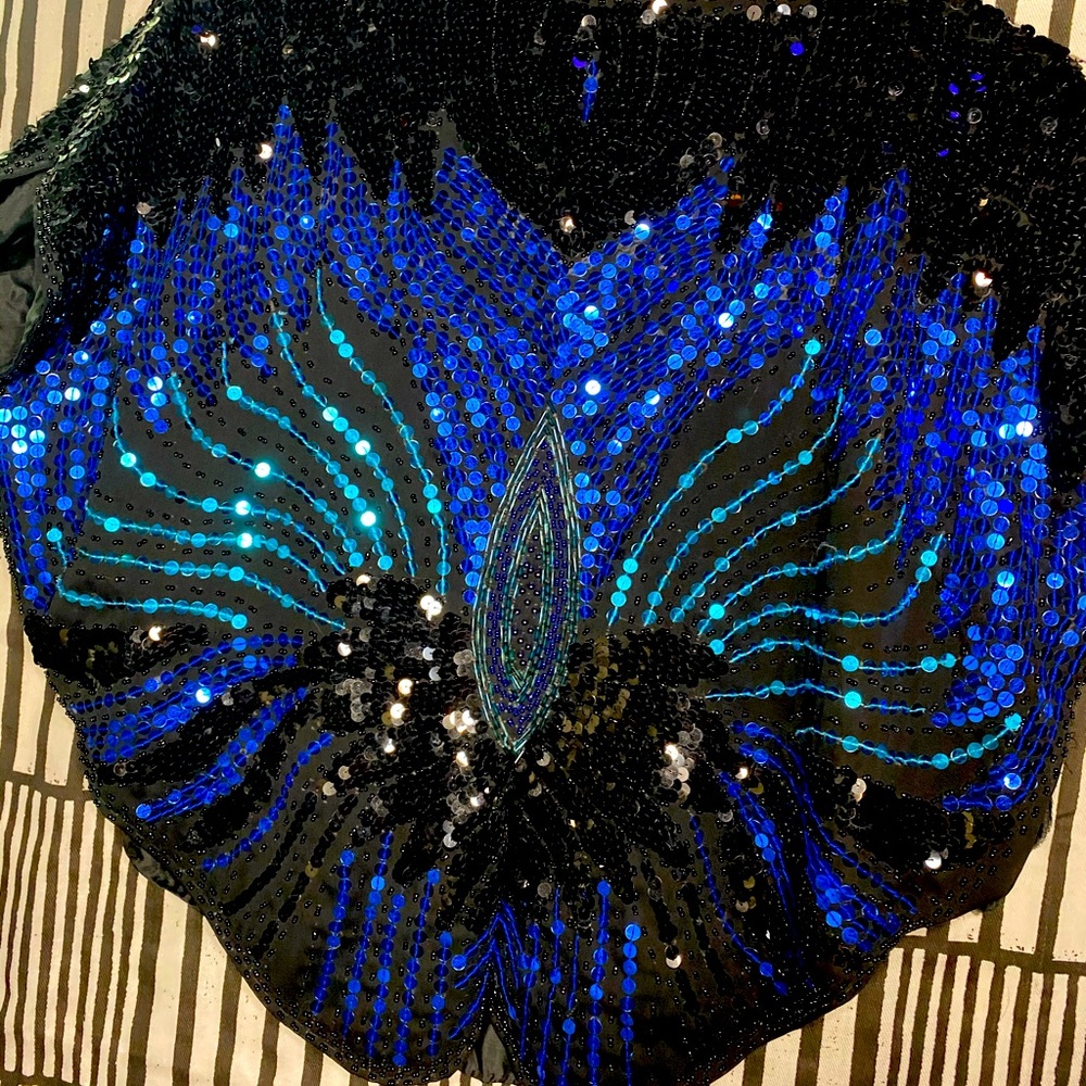 Vintage Butterfly Sequined Crop Top